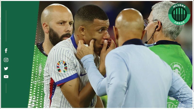 صور إصابة مبابي في مباراته ضد النمسا في اليورو 2024